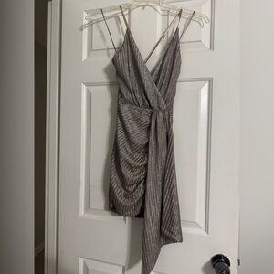 Luxxel Shimmering Silver Mini Dress